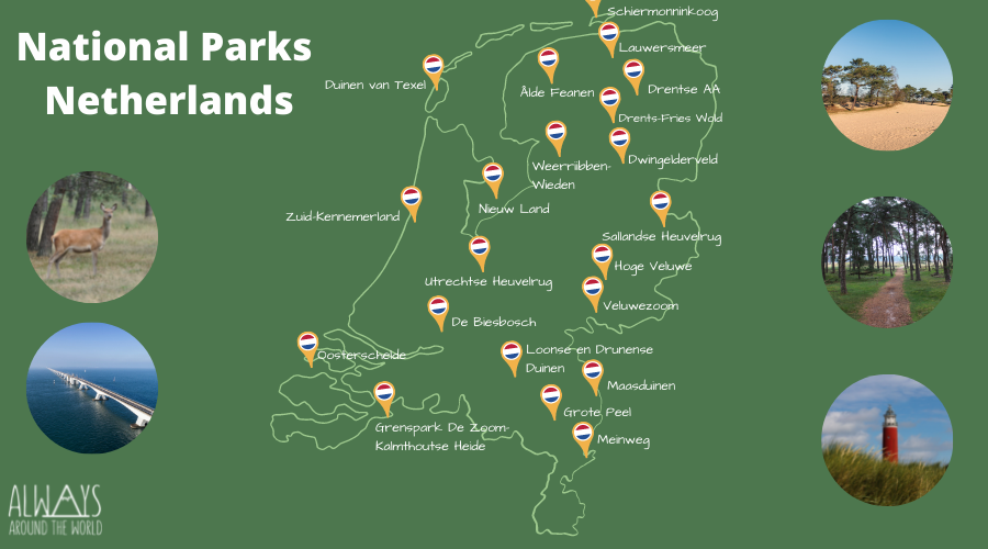 National parks Netherlands map