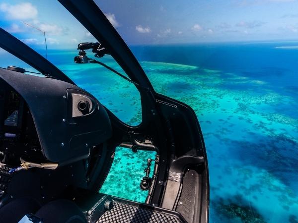 Helicopter above the great barrier reef Australia