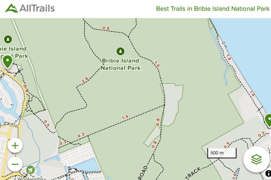 Bribie Island Australia hiking map